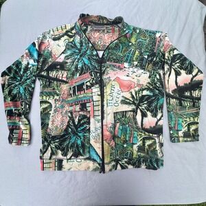 Chico's Jacket Cotton Tropical Print Lightweight Colorful Size 1